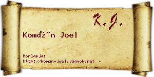 Komán Joel névjegykártya